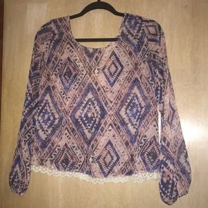 Charlotte Russe patterned top pink and blue.